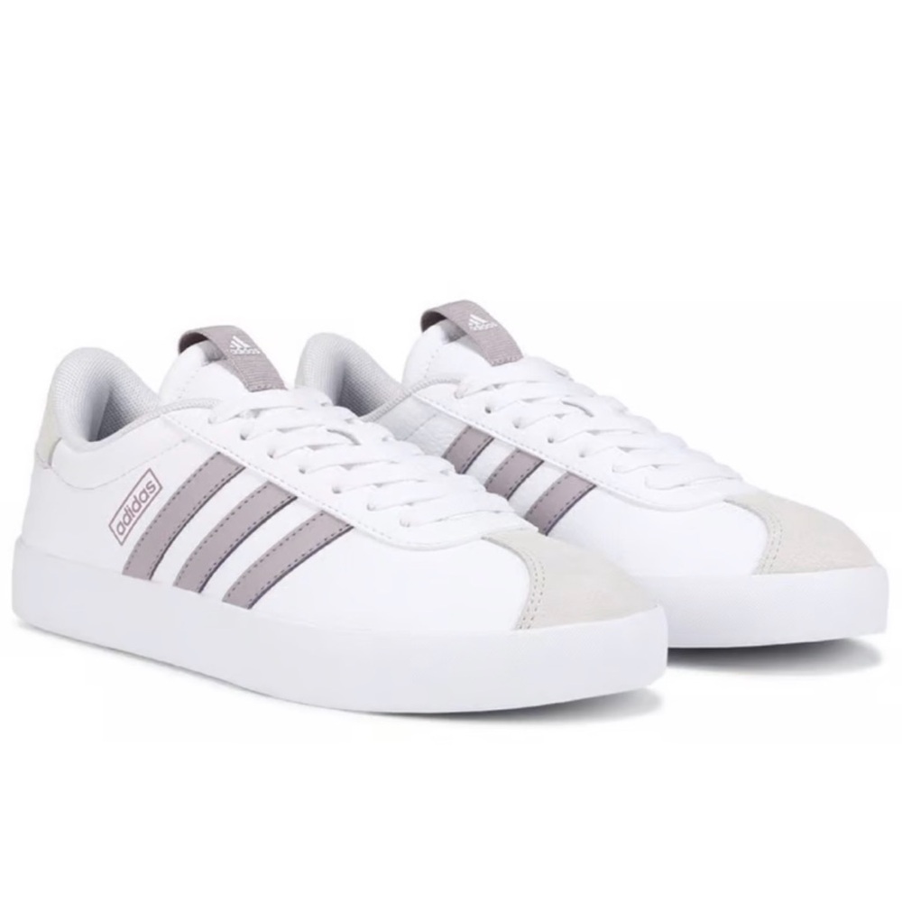 adidas White Sneakers with Light Gray Stripes and Accents